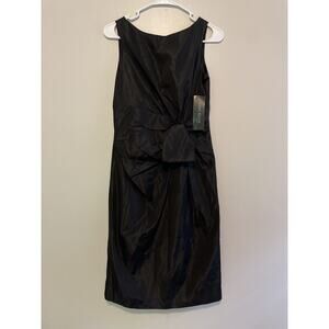 NWT $170 Anne Klein Size 2 Black Dress Knee Length Bow Waist Sleeveless